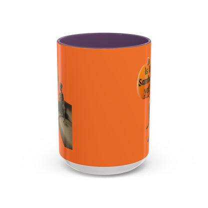 Is it Samhain yet? Skeleton's Pumpkin Orange Accent Mug by CreepyCrafts.boo