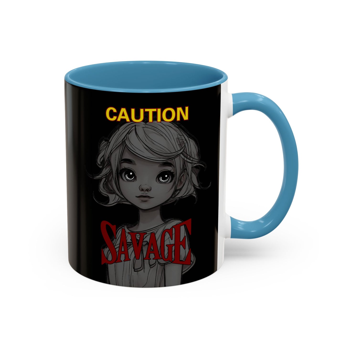 Caution, Savage Black Accent Mug by cypherpunkgear.com