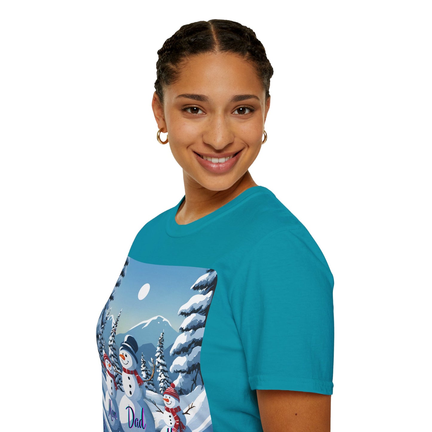 Snowman Family of 3 Dark colors Unisex T-Shirt by cypherpunkgear.com