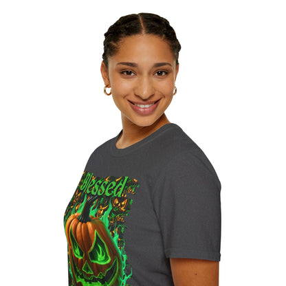 Blessed Samhain Green Jack Dark colors Unisex T-Shirt by CreepyCrafts.boo