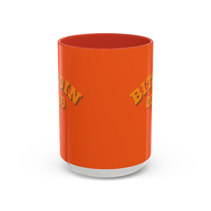 Bitcoin 2009 Orange Accent Mug by cypherpunkgear.com