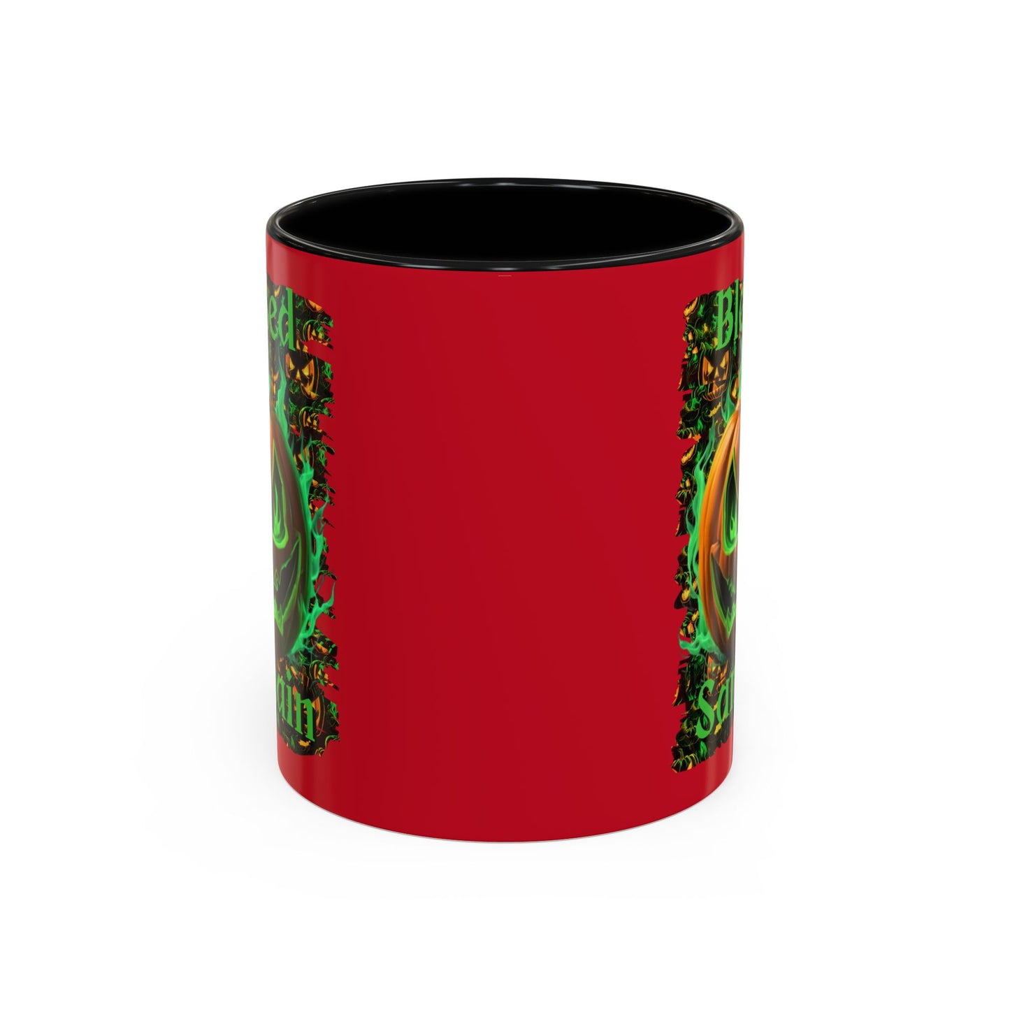 Blessed Samhain Green Jack Red Accent Mug by CreepyCrafts.boo