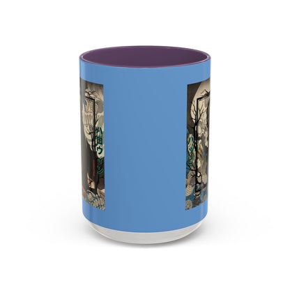 Yōkai Happy Halloween Light Blue Accent Mug by CreepyCrafts.boo