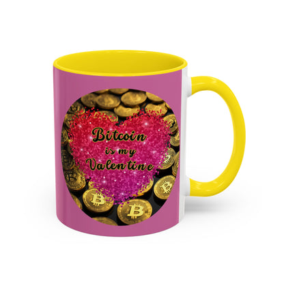 Bitcoin is My Valentine Pink Accent Mug by cypherpunkgear.com