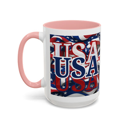 USA Blue font Center Patriot Accent Mug by cypherpunkgear.com