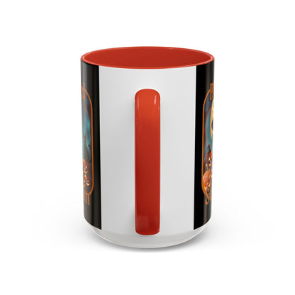 Blessed Samhain Cute Witch Orange font Black Accent Mug by CreepyCrafts.boo