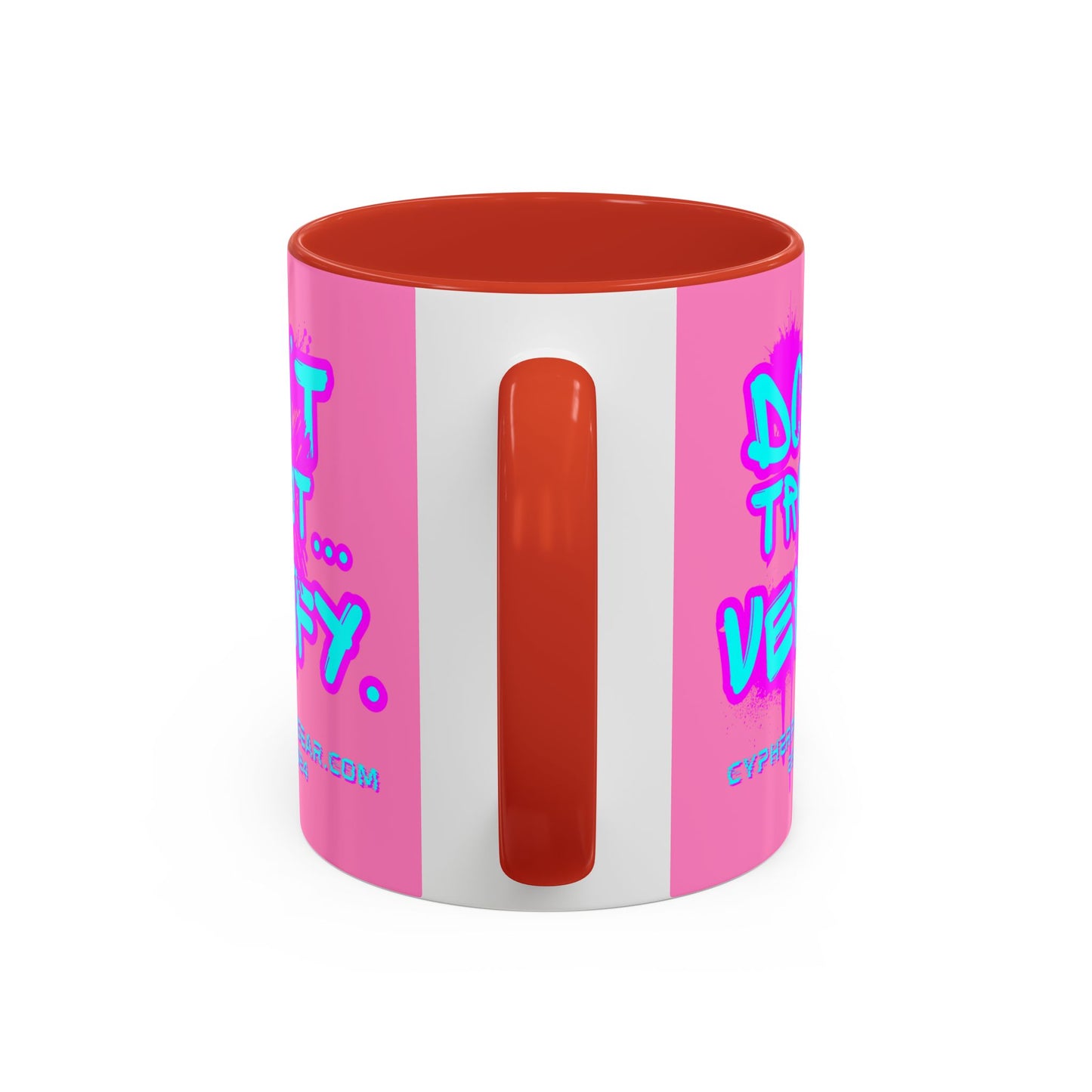 Don't Trust...Verify. Light Pink Accent Mug by cypherpunkgear.com