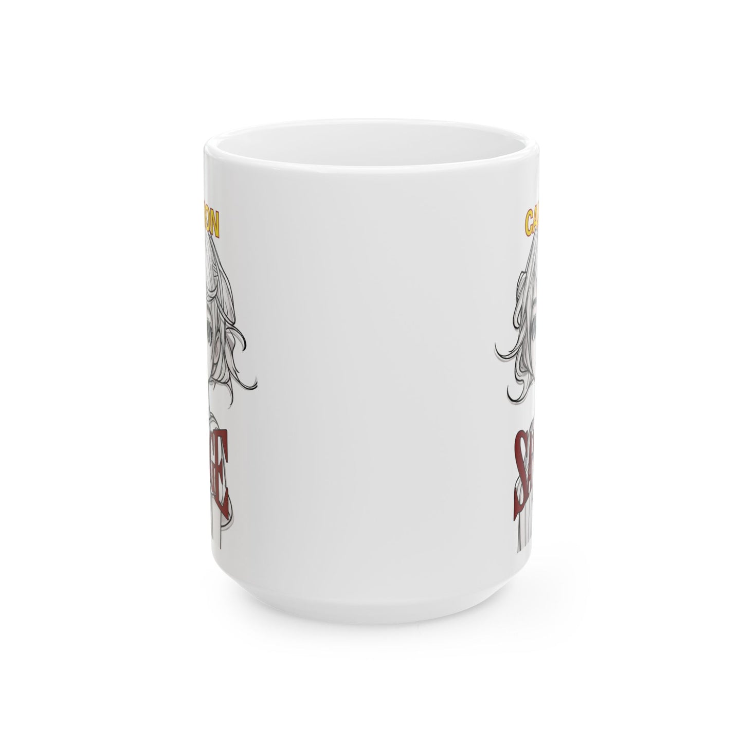 Caution, Savage White Mug by cypherpunkgear.com