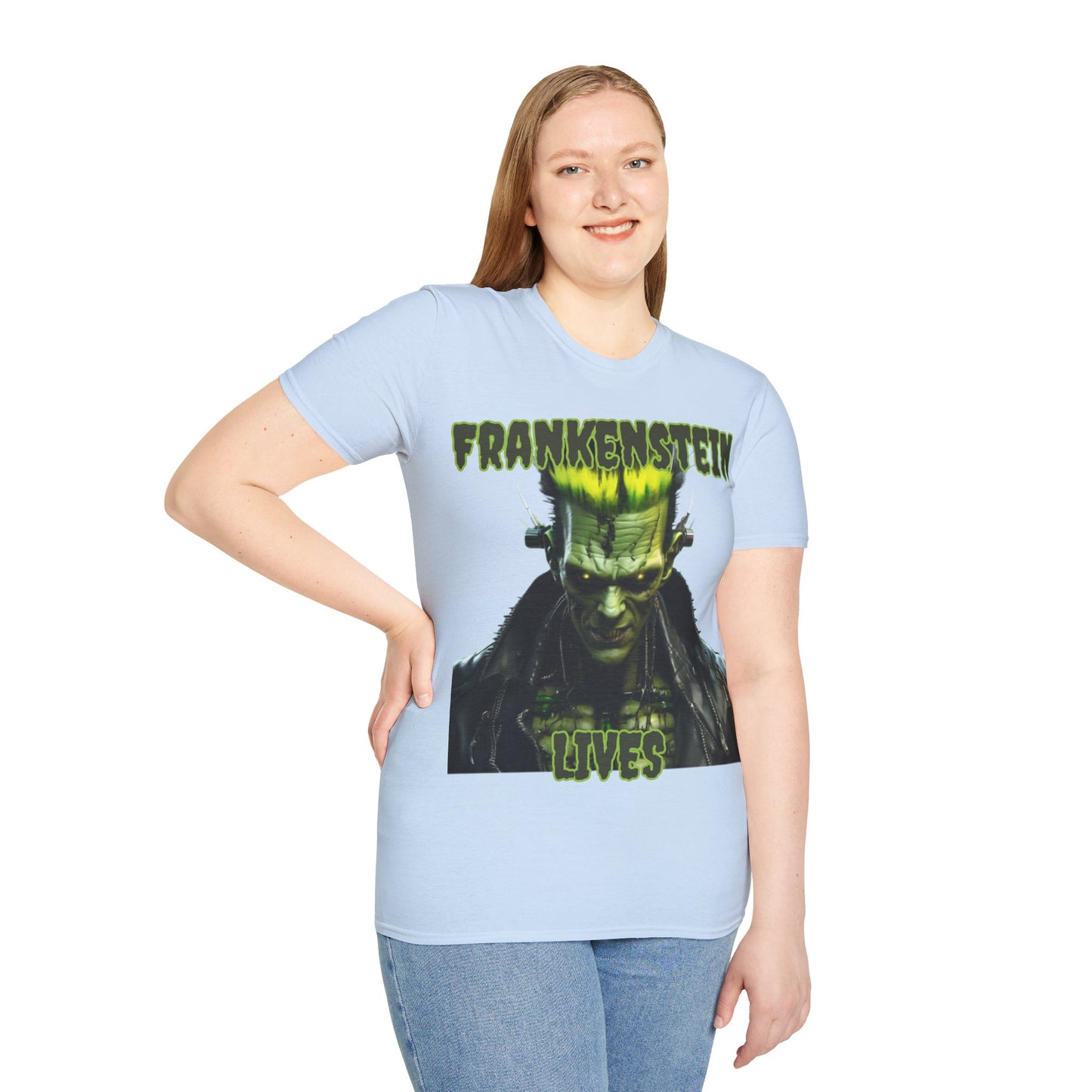 Frankenstein Lives Light colors Unisex T-Shirt by CreepyCrafts.boo