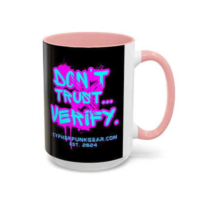 Don't Trust...Verify. Black Accent Mug by cypherpunkgear.com