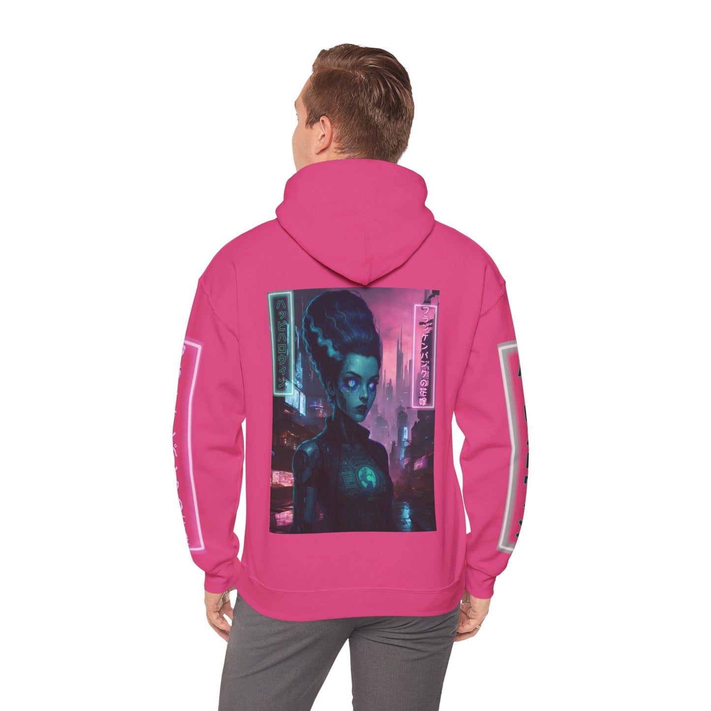 Neon Bride of Frankenstein Hoodie Unisex Hooded Sweatshirt by CreepyCrafts.boo