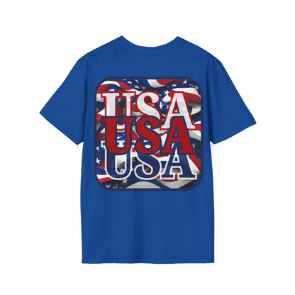 2-sided RED White and Blue USA Patriot DKcolors Unisex T-Shirt by cypherpunkgear