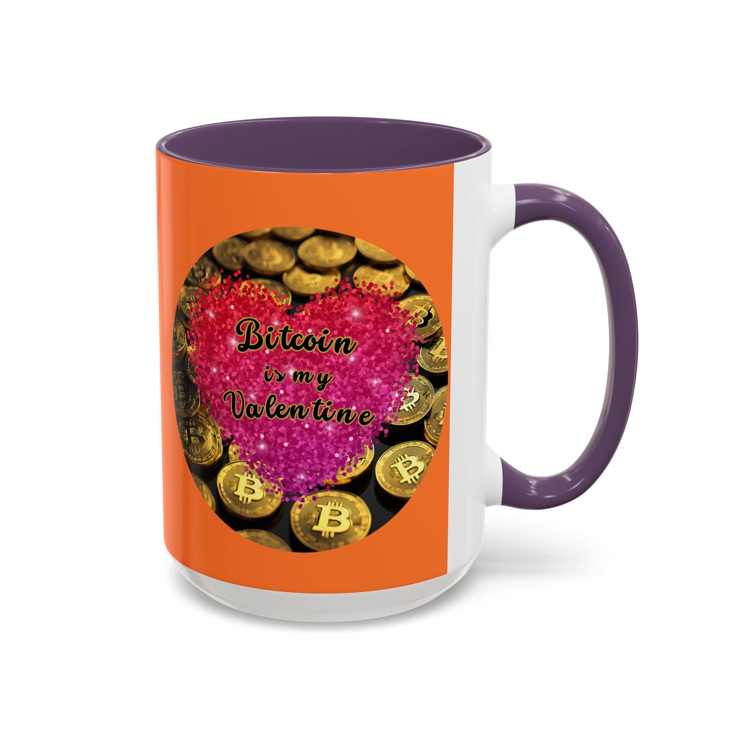 Bitcoin is My Valentine Orange Accent Mug by cypherpunkgear.com