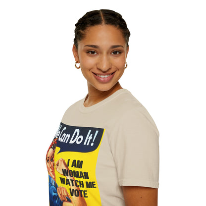 I Am Woman Watch Me Vote Rosie LTcolors Unisex T-Shirt by cypherpunkgear.com