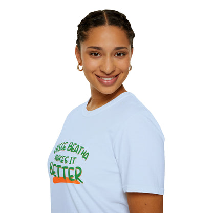 Uisce Beatha makes it better Green font Light colors Unisex T-Shirt by cypherpunkgear.com