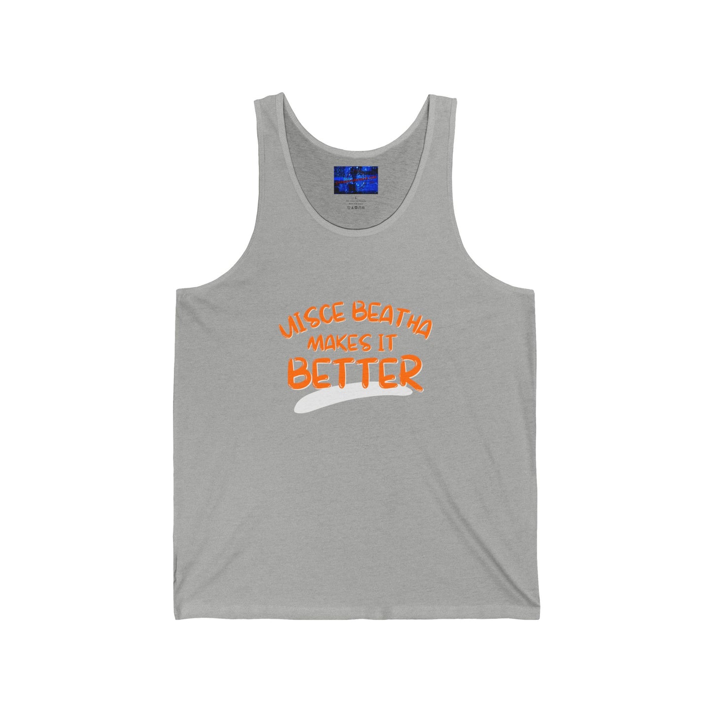 Uisce Beatha makes it better Orange font Unisex Jersey Tank Top by cypherpunkgear.com