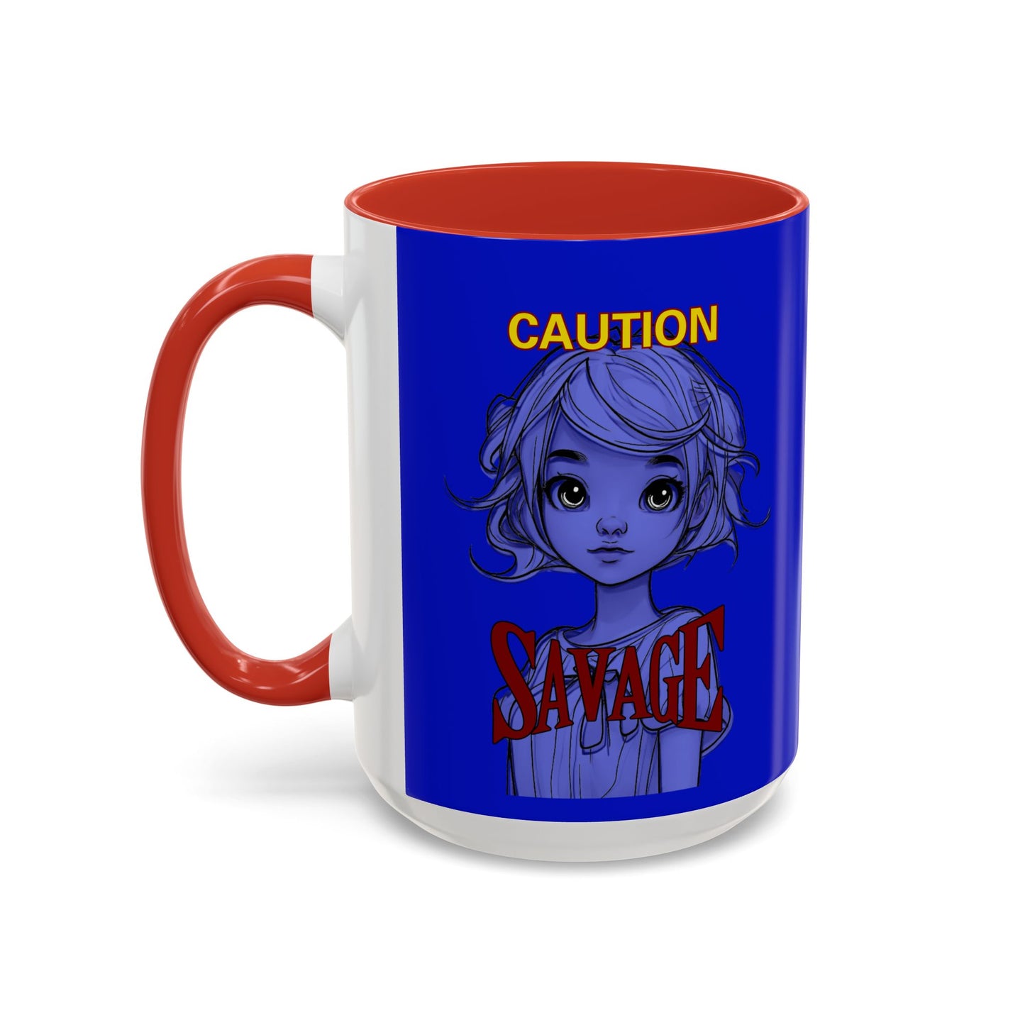 Caution, Savage Dark Blue Accent Mug by cypherpunkgear.com
