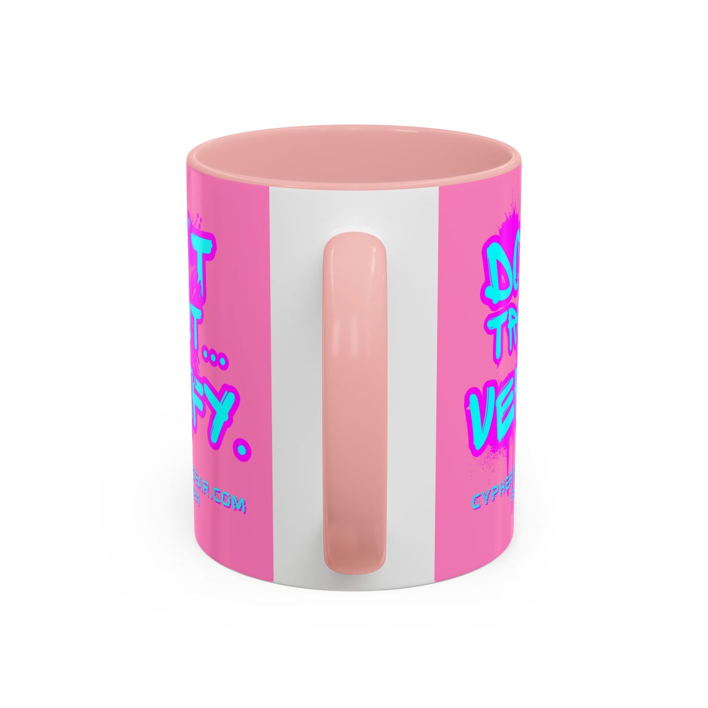 Don't Trust...Verify. Light Pink Accent Mug by cypherpunkgear.com