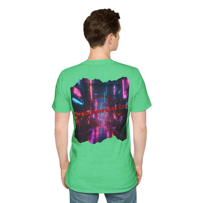 2-sided, cypherpunkgear.com Logo & Cityscape Dark colors Unisex T-Shirt by cypherpunkgear.com