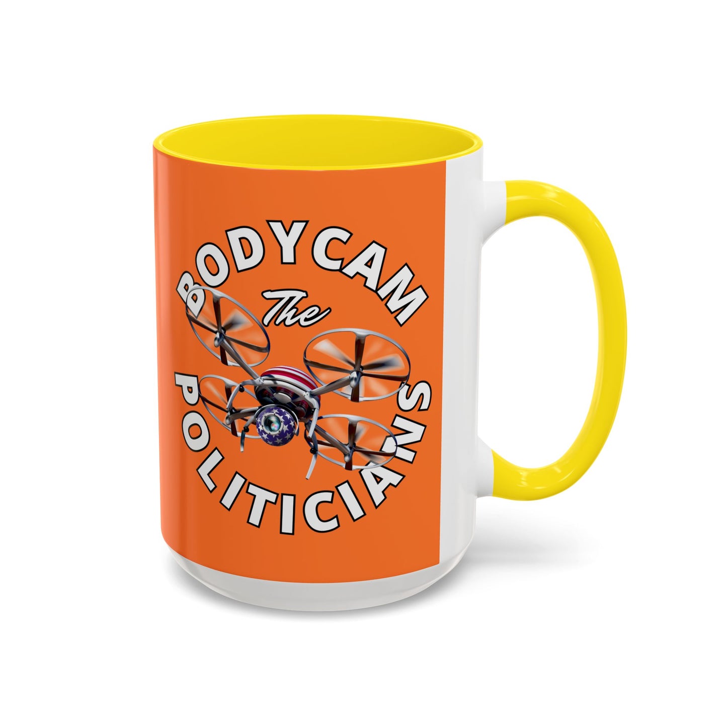 Bodycam the Politicians Drone Orange Accent Mug by cypherpunkgear.com