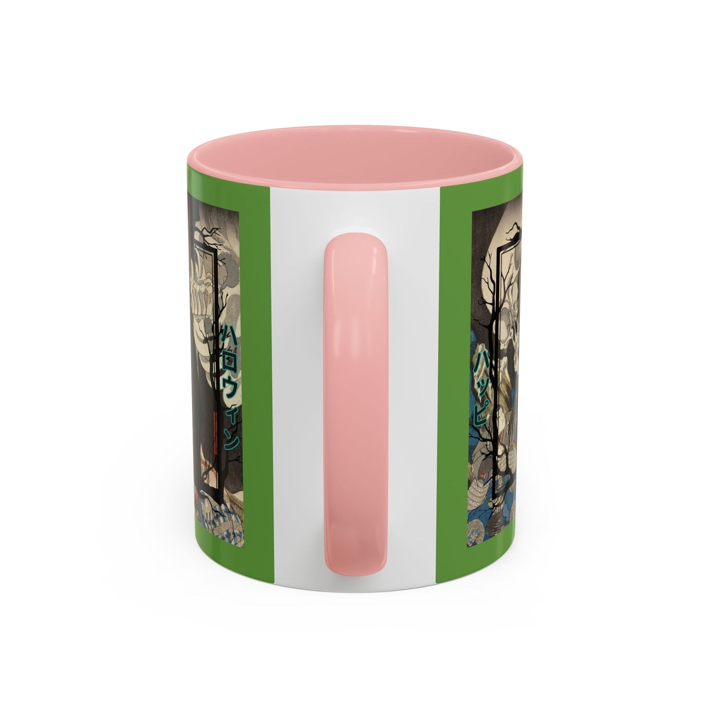 Yōkai Happy Halloween Green Accent Mug by CreepyCrafts.boo