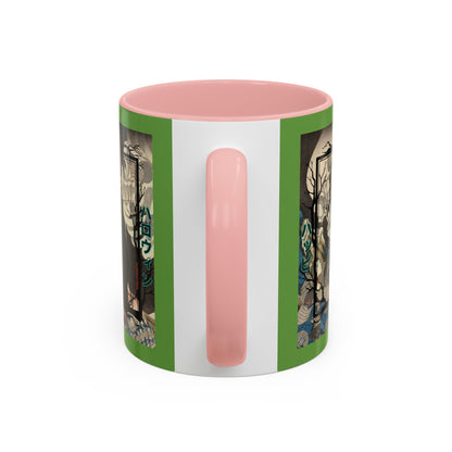 Yōkai Happy Halloween Green Accent Mug by CreepyCrafts.boo