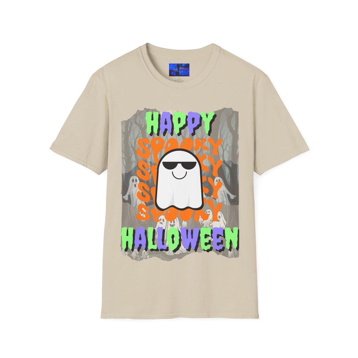 Spooky Happy Halloween Ghost MXfont Unisex T-Shirt by cypherpunkgear