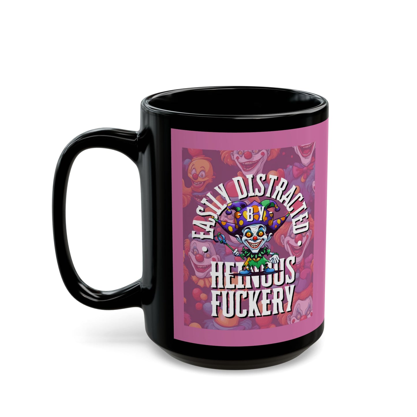 Easily Distracted by Heinous Fuckery Little Jinx Pink Mug by cypherpunkgear.com