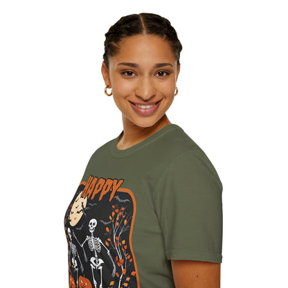 Spooktacular Skeletons of Halloween Dark colors Unisex T-shirt by CreepyCrafts.boo