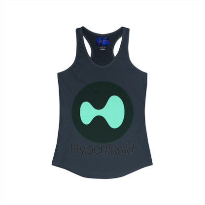 Hyperliquid Black font Women's Racerback Tank Top by cypherpunkgear.com