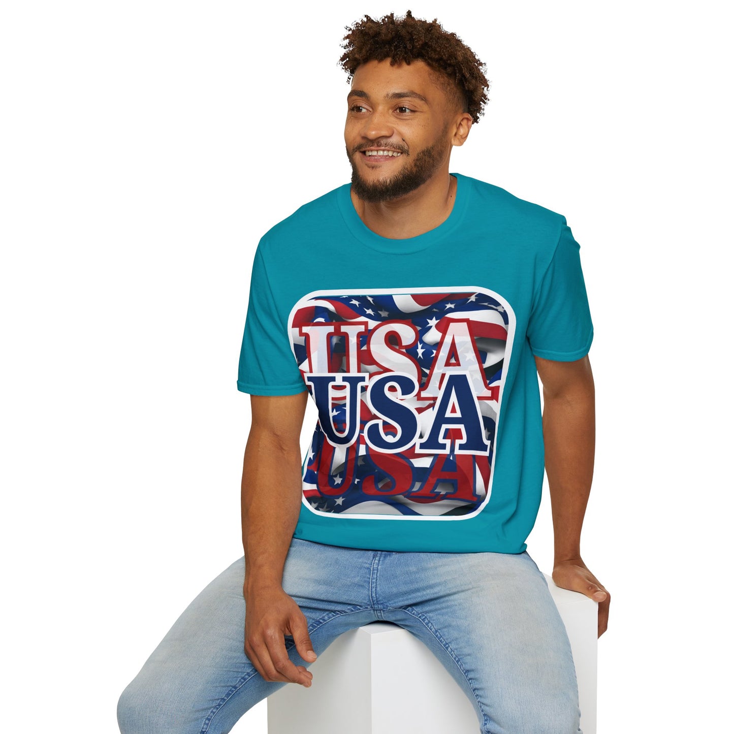 Red White and BLUE USA Patriot Dark colors Unisex T-Shirt by cypherpunkgear.com