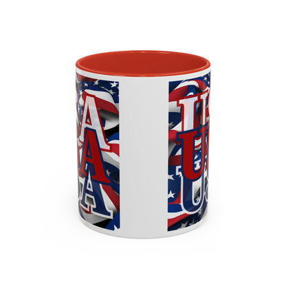 USA Red font Center Patriot Accent Mug by cypherpunkgear.com