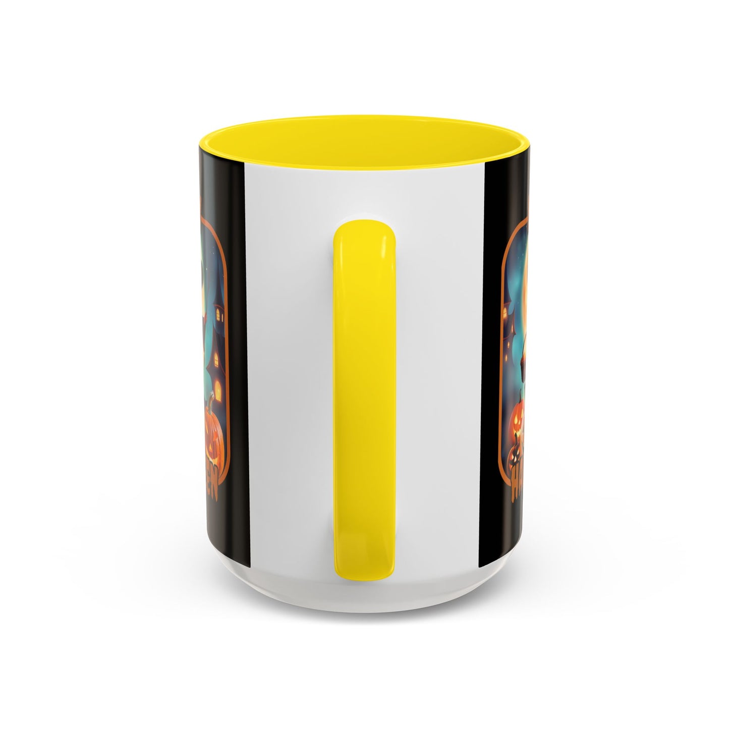 Happy Halloween Little Witch Orange font Black Accent Mug by CreepyCrafts.boo