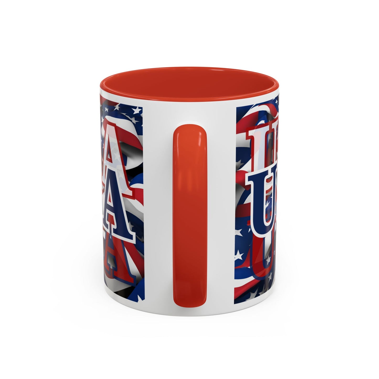 USA Blue font Center Patriot Accent Mug by cypherpunkgear.com