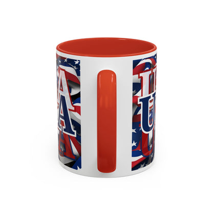 USA Blue font Center Patriot Accent Mug by cypherpunkgear.com