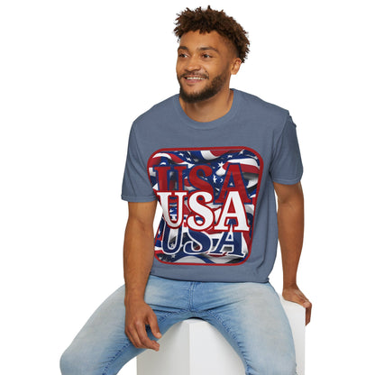Red WHITE and Blue USA Patriot Dark colors Unisex T-Shirt by cypherpunkgear.com