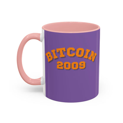 Bitcoin 2009 Light Purple Accent Mug by cypherpunkgear.com