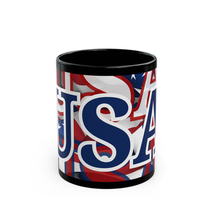 USA! USA! USA BLfont Patriot Black Mug by cypherpunkgear