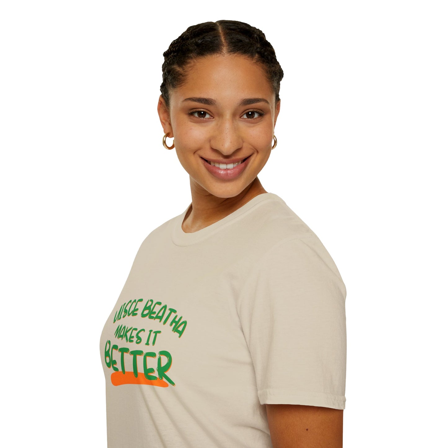 Uisce Beatha makes it better Green font Light colors Unisex T-Shirt by cypherpunkgear.com