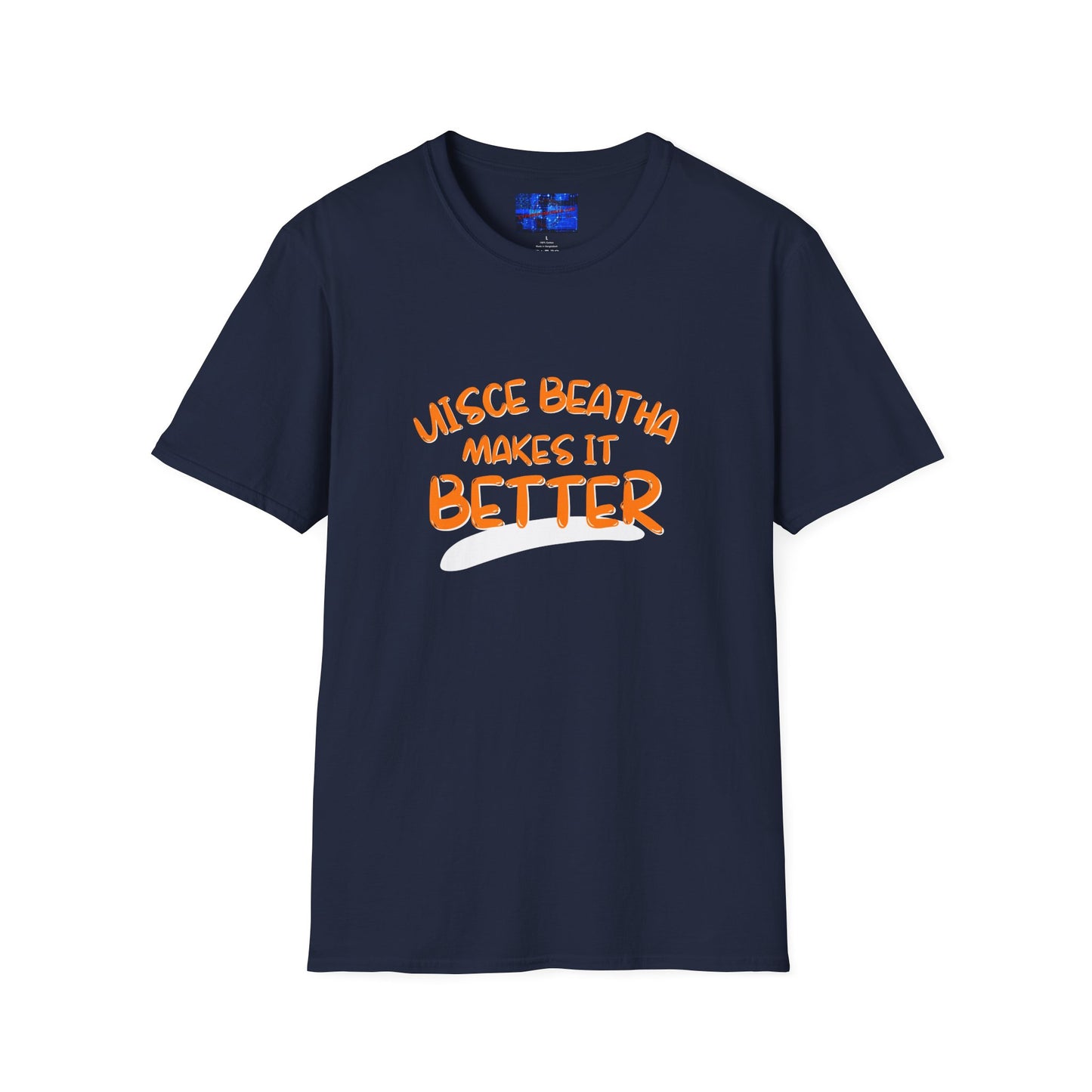Uisce Beatha makes it better Orange font Dark colors Unisex T-Shirt by cypherpunkgear.com
