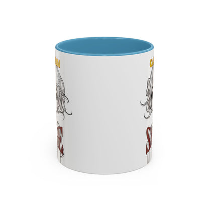 Caution, Savage White Accent Mug by cypherpunkgear.com