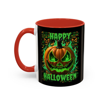 Happy Halloween Green Jack Black Accent Mug by CreepyCrafts.boo