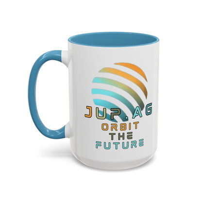 Jupiter (JUP) Orbit the Future White Accent Mug by cypherpunkgear.com