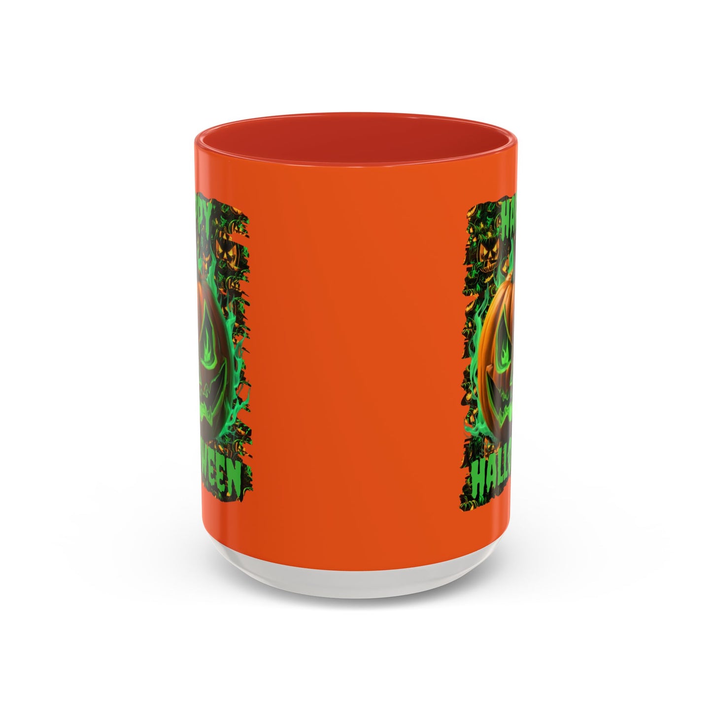 Happy Halloween Green Jack Orange Accent Mug by CreepyCrafts.boo