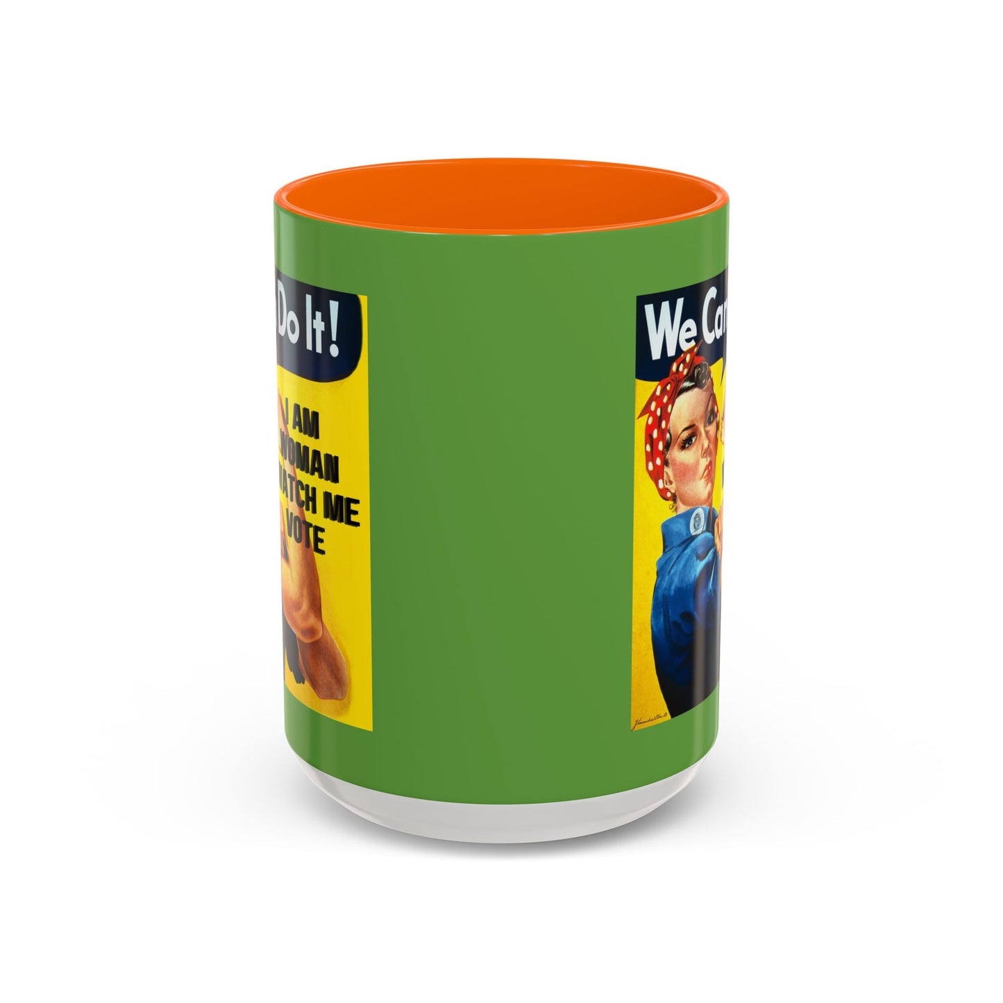 I Am Woman Watch Me Vote Rosie Green Accent Mug by cypherpunkgear.com