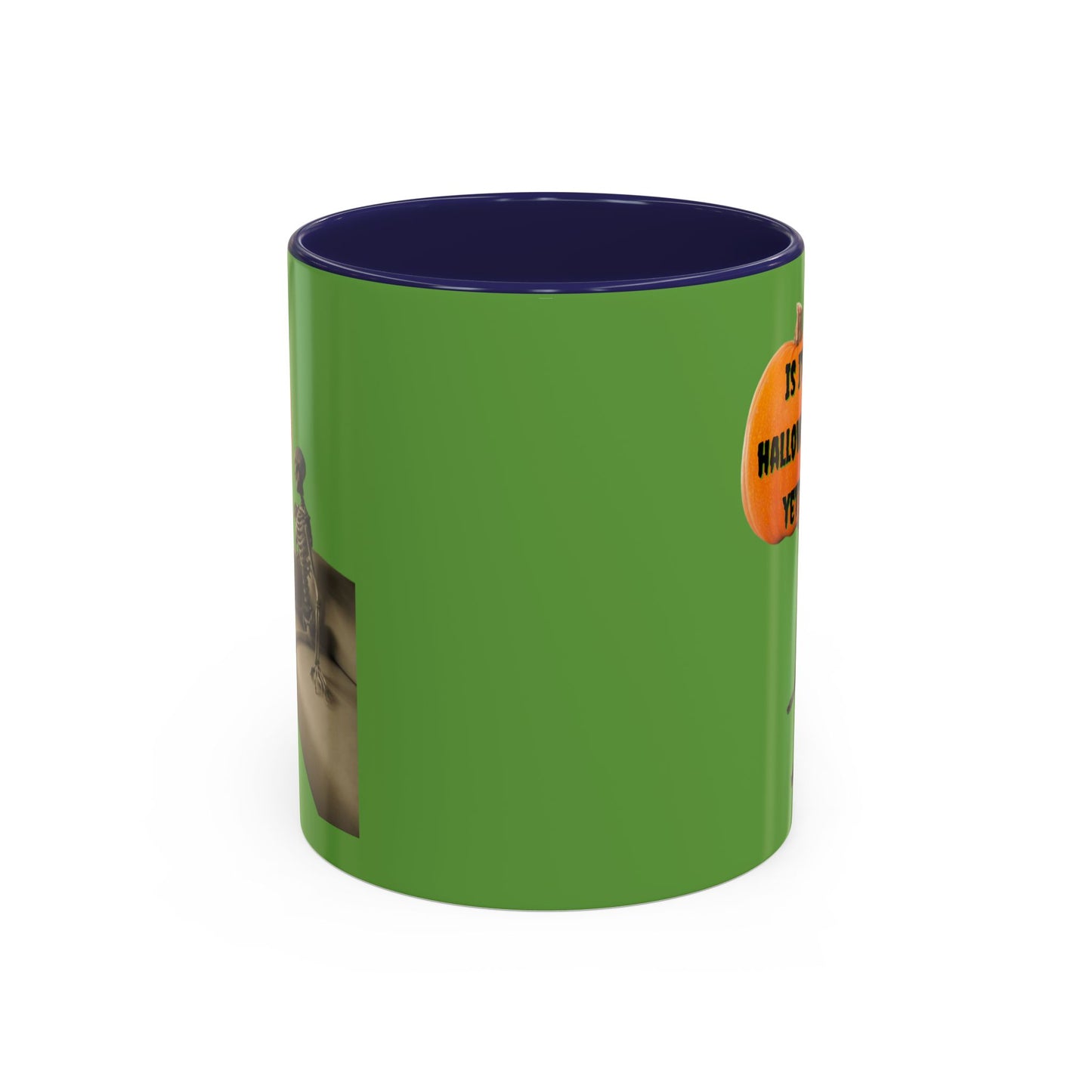 Is it Halloween yet? Skeleton's Pumpkin Accent Mug by CreepyCrafts.boo