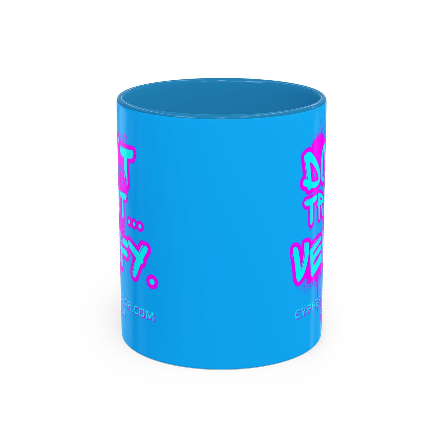 Don't Trust...Verify. Light Blue Accent Mug by cypherpunkgear.com