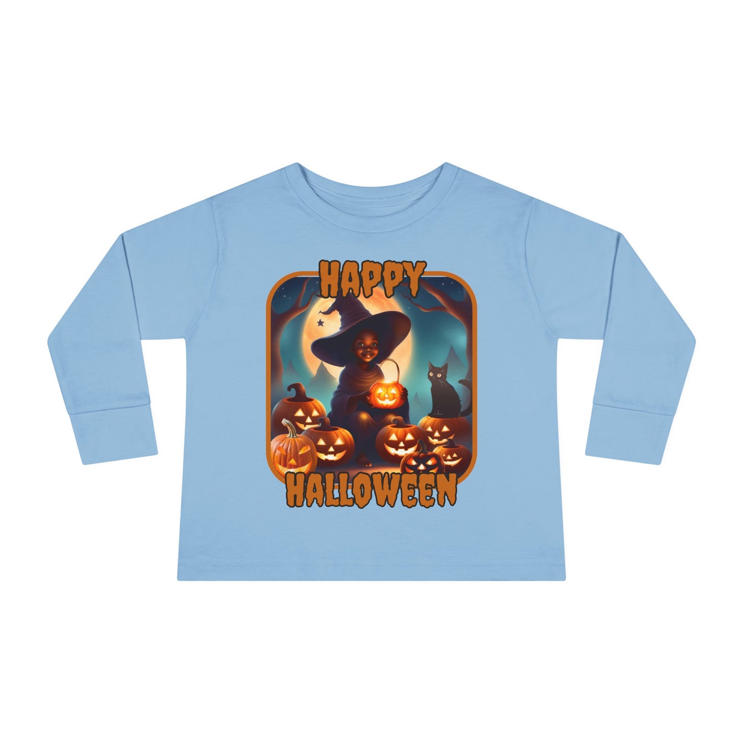 Happy Halloween Cute Witch ORfont Toddler Long Sleeve Tee by cypherpunkgear