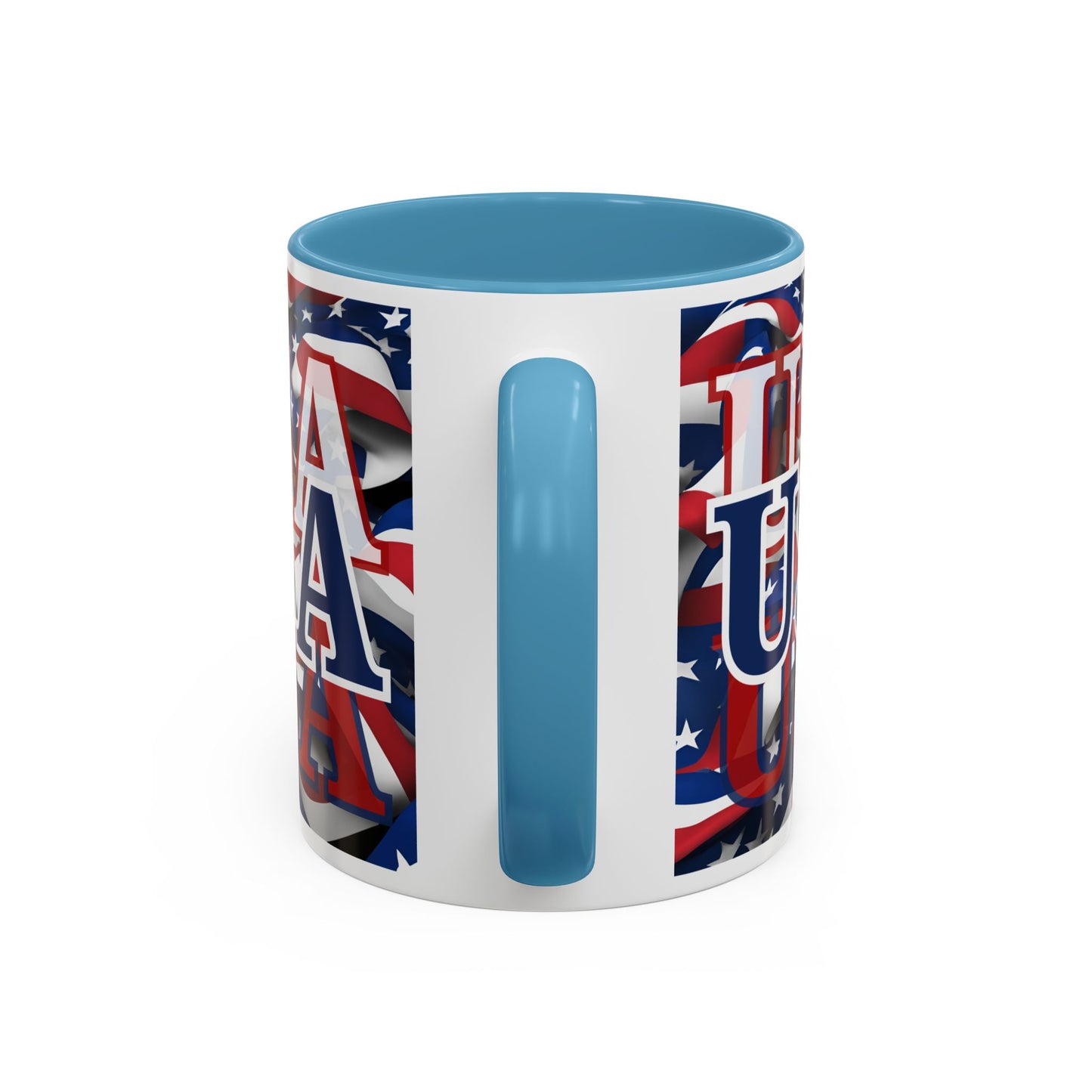 USA Blue font Center Patriot Accent Mug by cypherpunkgear.com