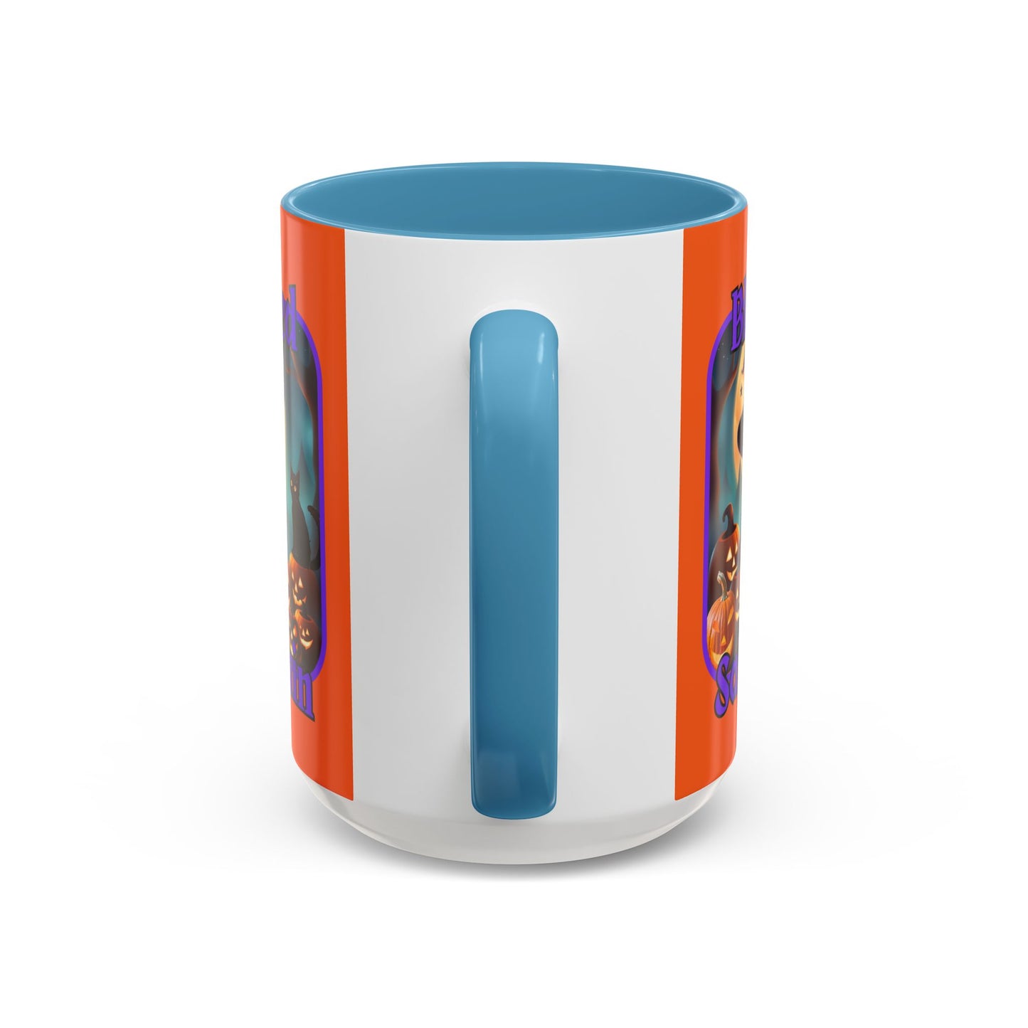 Blessed Samhain Cute Witch Purple font Orange Accent Mug by CreepyCrafts.boo